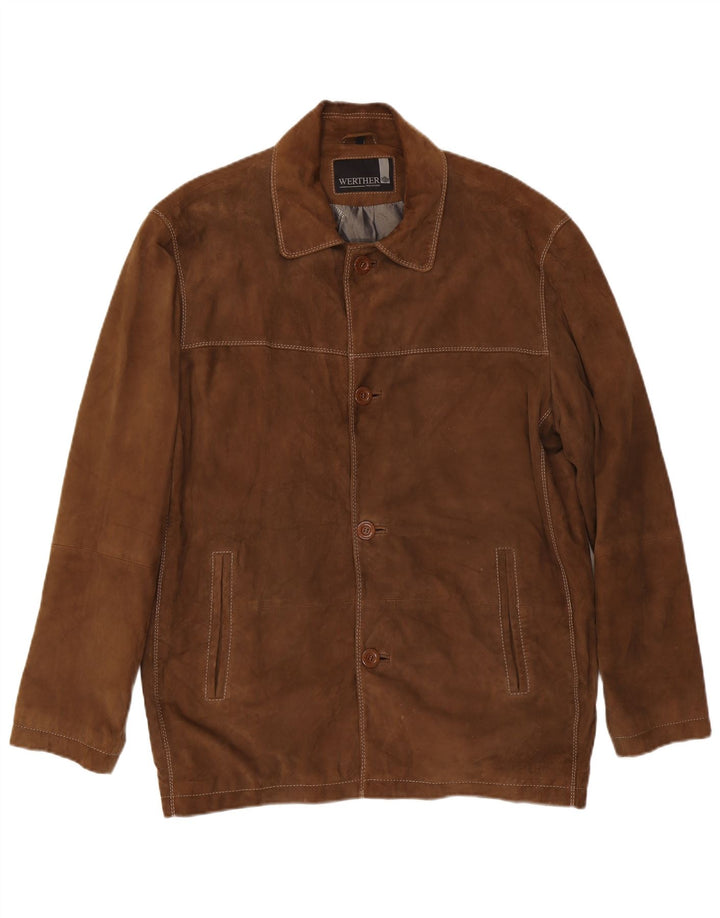 Werther Chaqueta de ante para hombre IT 54 2XL Cuero marrón