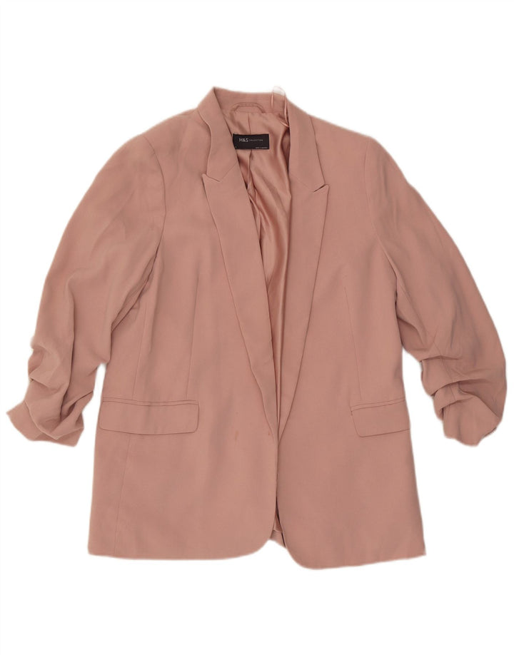 Marks & Spencer Womens Open Blazer Jacke UK 12 Mittelrosa Polyester