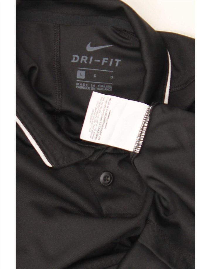 Nike Boys Dri Fit Polo Shirt 12-13 Years Large Black Polyester
