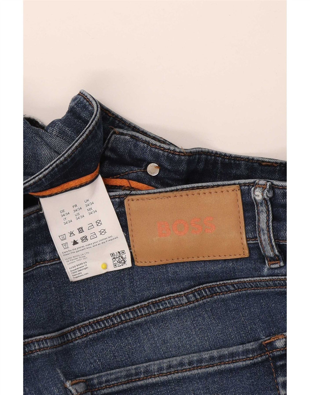 Hugo Boss Mens Slim Jeans W34 L34 Navy Blue Cotton
