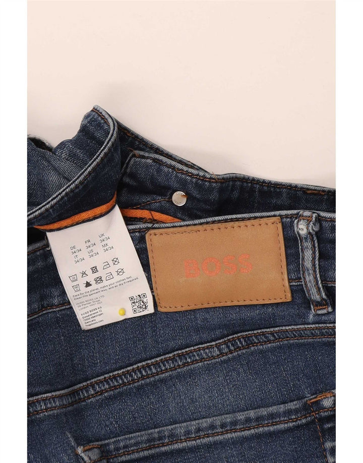 Hugo Boss Mens Slim Jeans W34 L34 Navy Blue Cotton