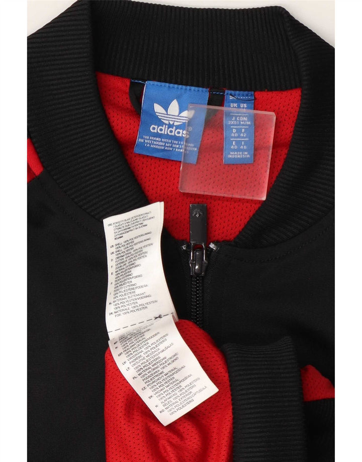 Damska kurtka dresowa Adidas UK 14, duża, czarna, z blokami kolorów, poliester