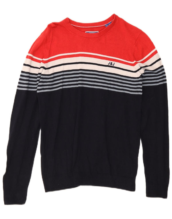 Jack & Jones Boys Crew Neck Jumper Sweater 13-14 Years Navy Blue Striped
