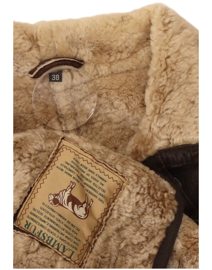 Vintage Dame Shearling Coat EU 38 Mellembrun fåreskind