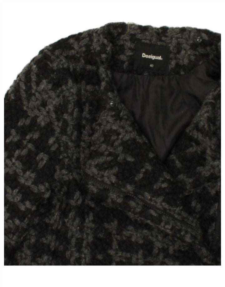 DESIGUAL Womens Overcoat EU 40 Medium Grey Check Wool Vintage Desigual and Second-Hand Desigual from Messina Hembry 