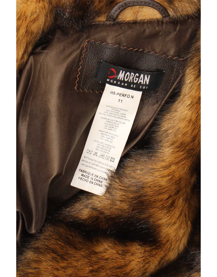 Giacca da motociclista in pelle corta da donna Morgan UK 10 piccola marrone