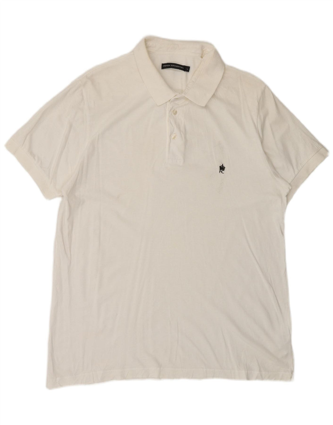 FRENCH CONNECTION Mens Polo Shirt Large Off White Cotton