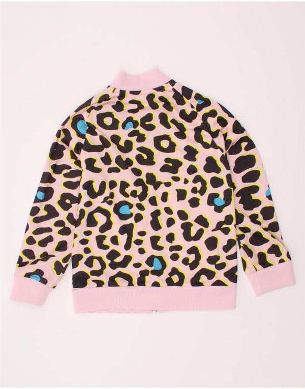 Adidas Girls Tracksuit Top Jacket 5-6 Years Pink Animal Print Polyester