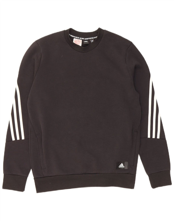 ADIDAS Boys Sweatshirt Jumper 13-14 Years Black Cotton