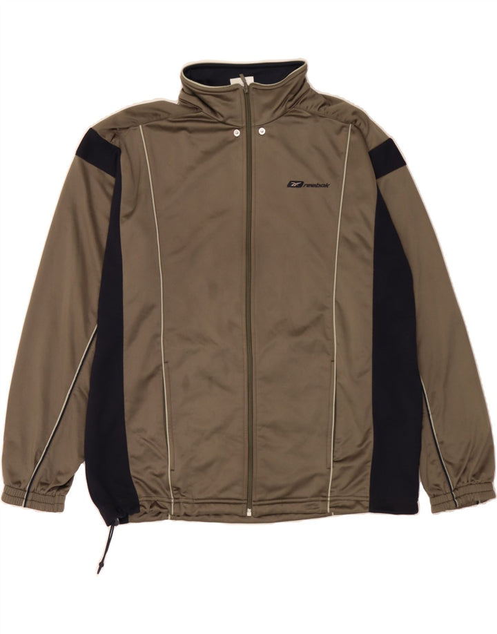 REEBOK Mens Tracksuit Top Jacket Medium Brown Colourblock Polyester