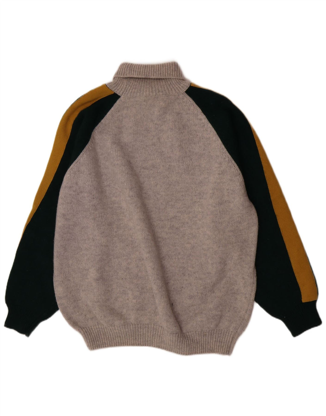 Sisley Mens Graphic Roll Neck Jumper Sweater XL Grey Colourblock Wool