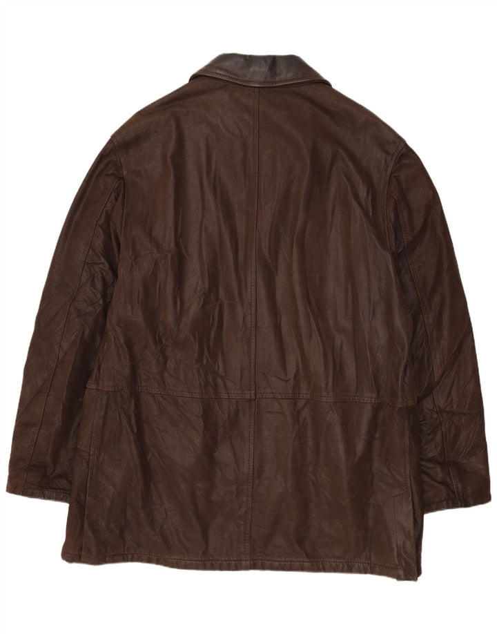 VINTAGE Mens Leather Jacket IT 52 XL Brown Leather
