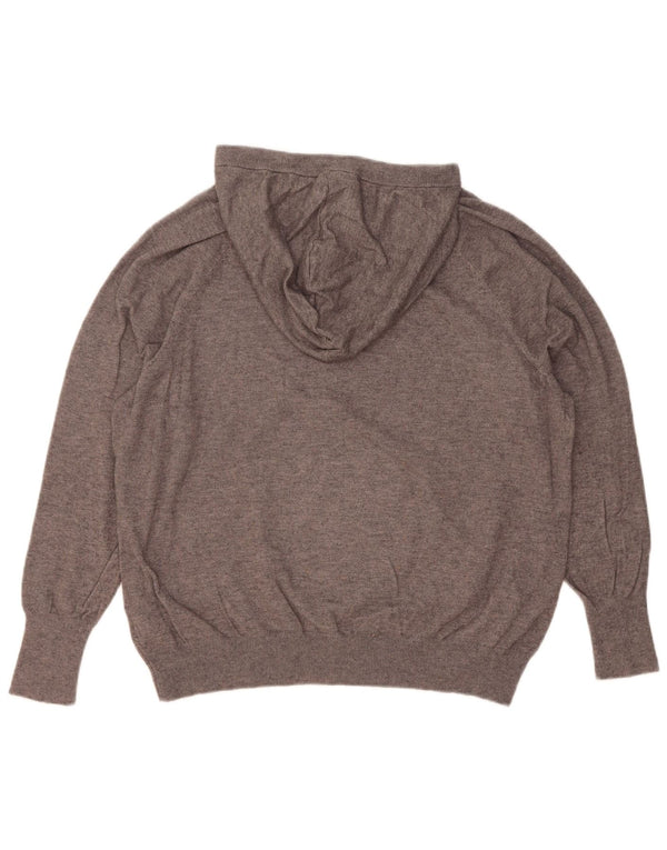 Oasis Womens Hooded Jumper Sweater UK 14 Medium Grey Flecked Viscose