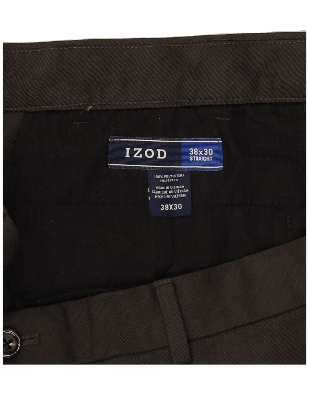 IZOD Mens Straight Chino Trousers W38 L30 Grey Polyester Vintage Izod and Second-Hand Izod from Messina Hembry 