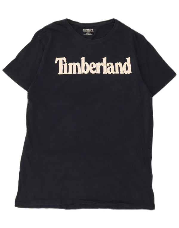Timberland Mens Graphic T-Shirt Top Medium Navy Blue Cotton