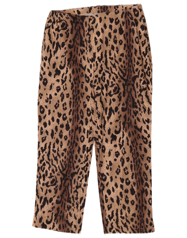 Calça feminina reta casual Marks & Spencer W26 L23 marrom com estampa animal