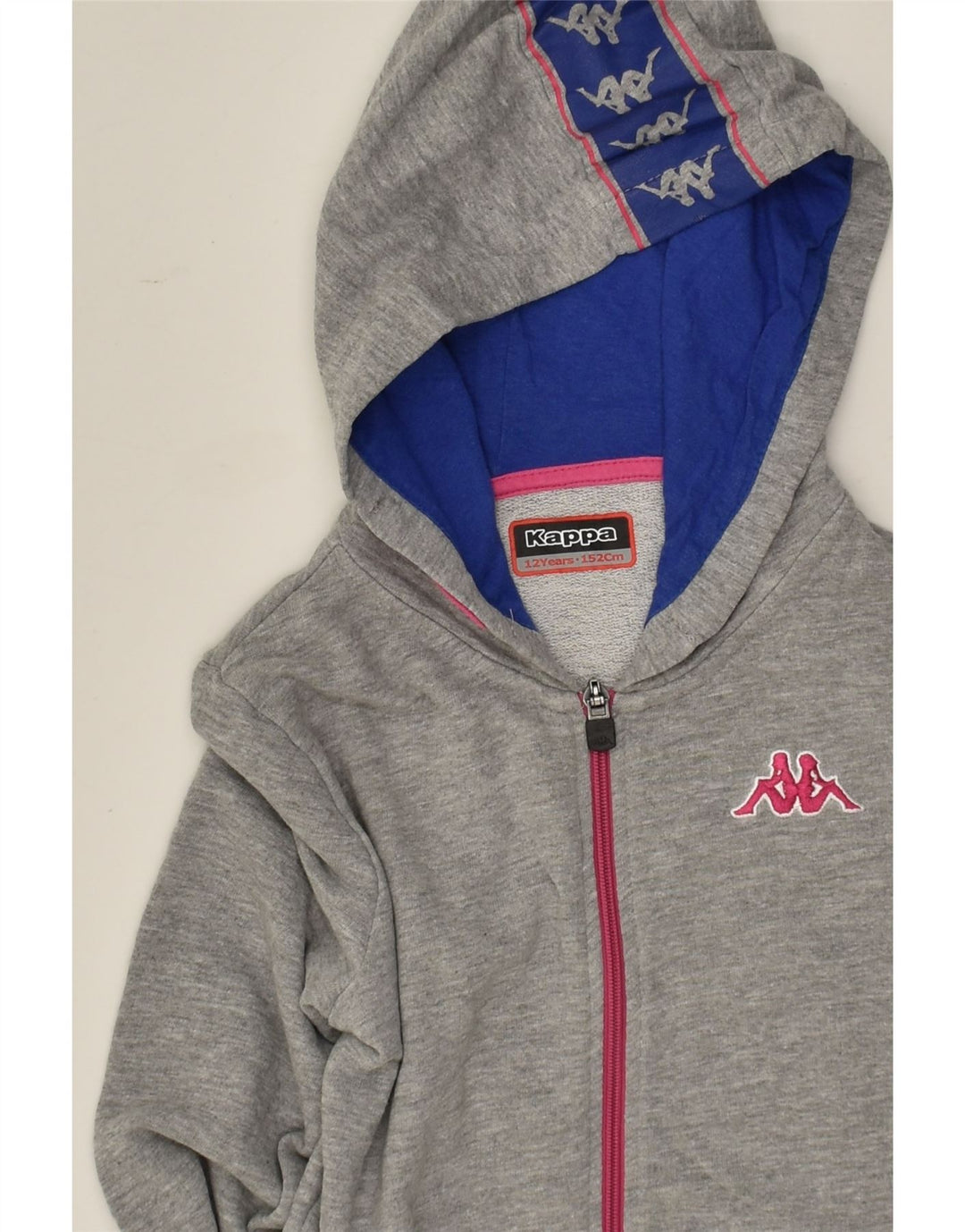 KAPPA Girls Graphic Zip Hoodie Sweater 11-12 Years Grey | Vintage Kappa | Thrift | Second-Hand Kappa | Used Clothing | Messina Hembry 