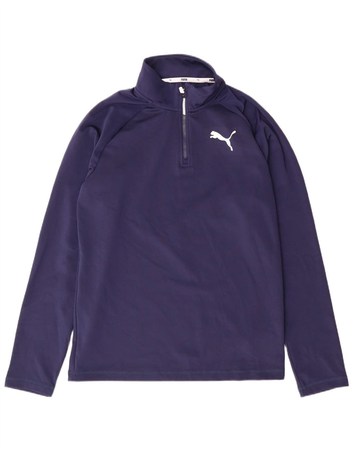 PUMA Pullover med lynlås til mænd, træningsdragt, lille marineblå polyester