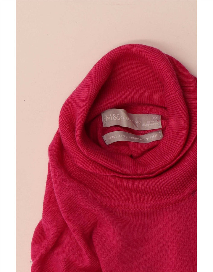 Maglione maglione a collo alto da donna Marks & Spencer UK 12 Rosa medio