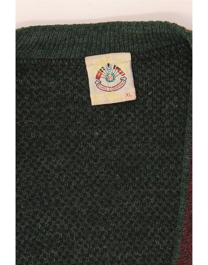Vintage Mens Cardigan Sweater XL Green Wool