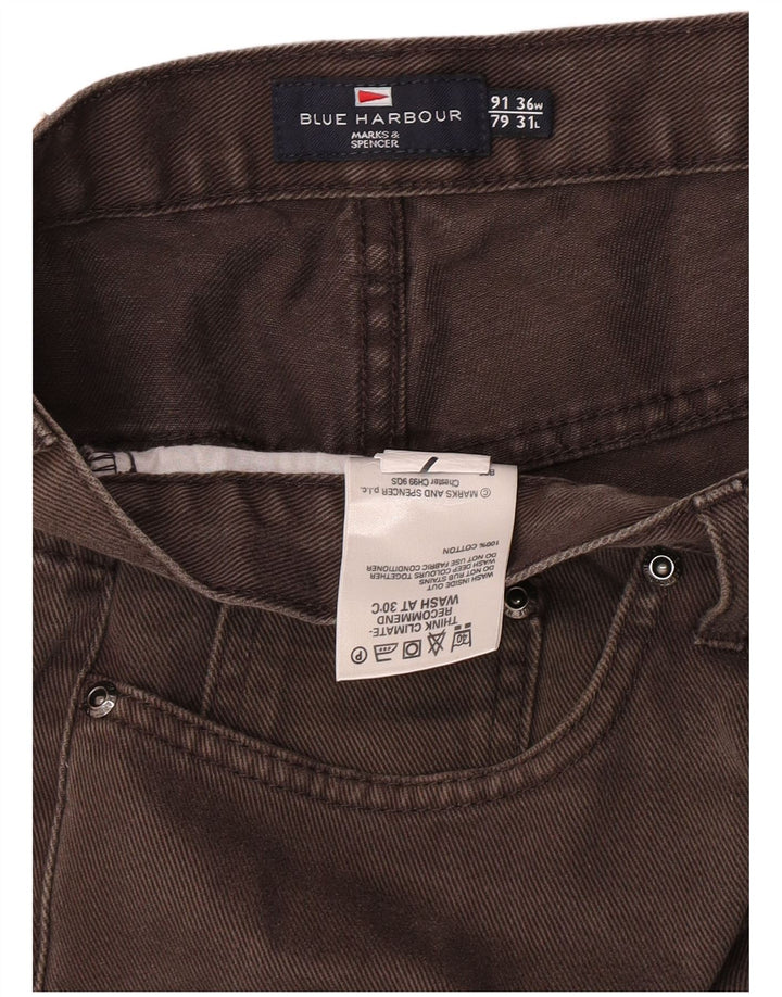Marks & Spencer Mens Blue Harbour Straight Jeans W36 L31 Brown Cotton