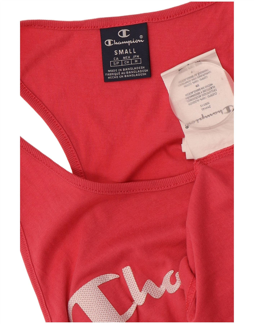 CHAMPION Mens Graphic Vest Top Small Pink Cotton