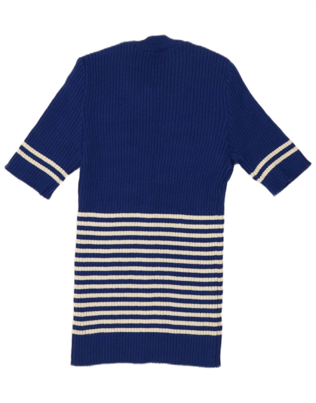 Vintage Womens Crew Neck Jumper Sweater UK 12 Medium Blue Striped