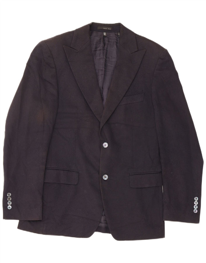 Giacca blazer da uomo a 2 bottoni Zara EU 48 cotone blu navy medio