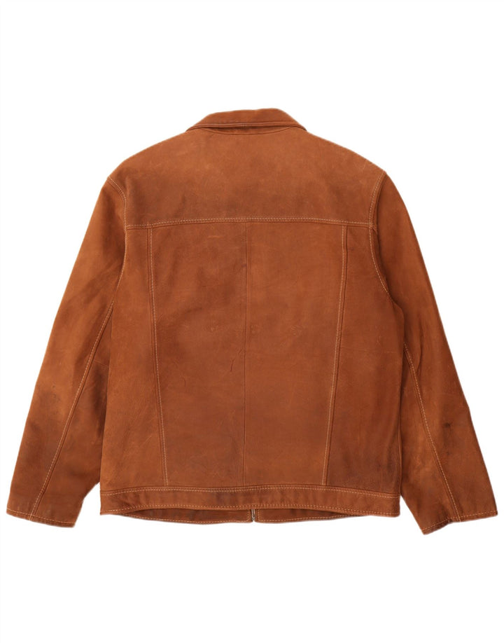 David Moore Mens Leather Jacket IT 50 Large Brown Leather