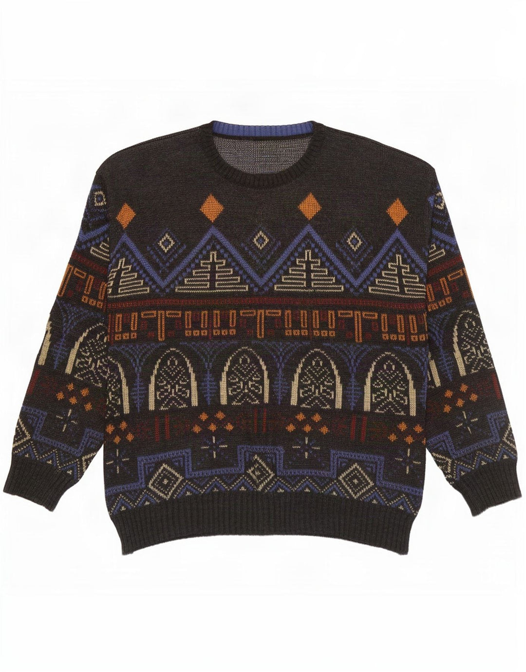 Vintage Mens Crew Neck Jumper Sweater IT 54 XL Multicoloured Geometric