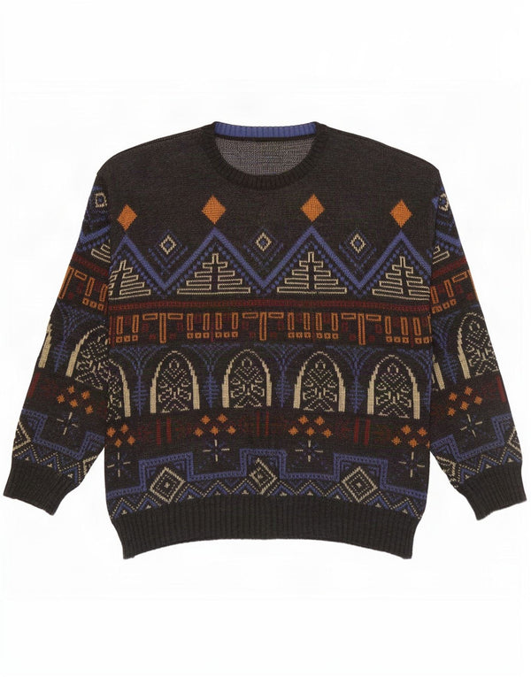 vintage Mens Crew Neck Jumper Sweater IT 54 XL Multicolore Géométrique