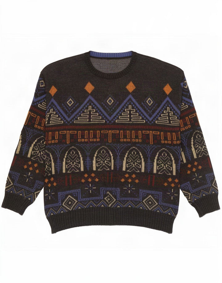 Vintage Mens Crew Neck Jumper Sweater IT 54 XL Multicoloured Geometric