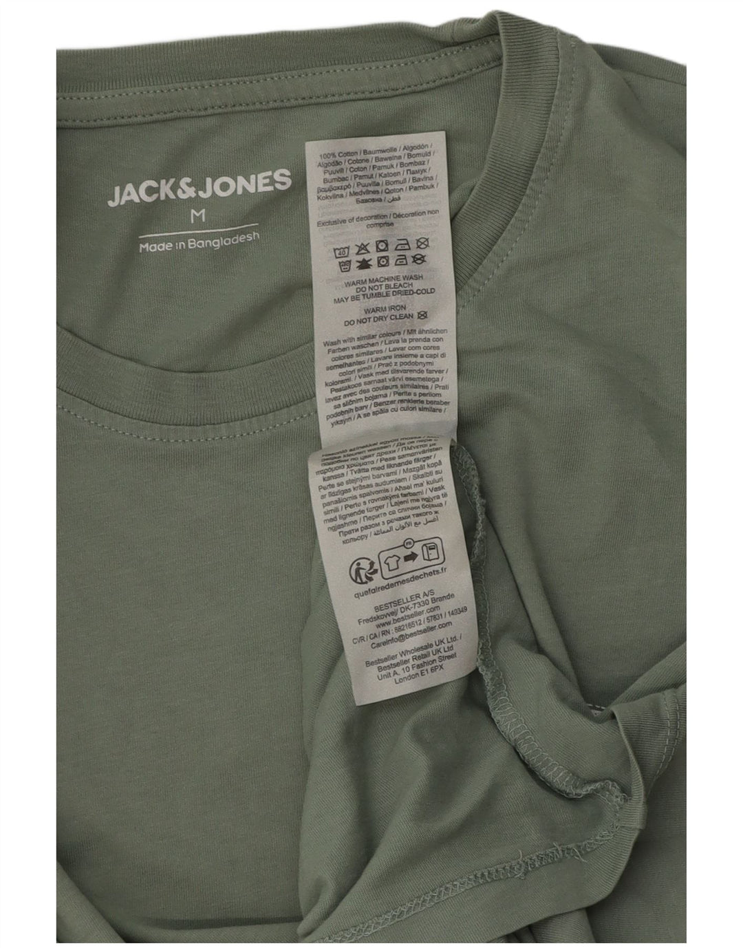 Jack & Jones Herren T-Shirt-Oberteil aus mittelgrüner Baumwolle