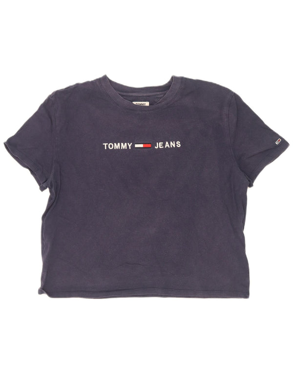 Tommy Hilfiger női Crop grafikus póló felső UK 18 XL sötétkék pamut