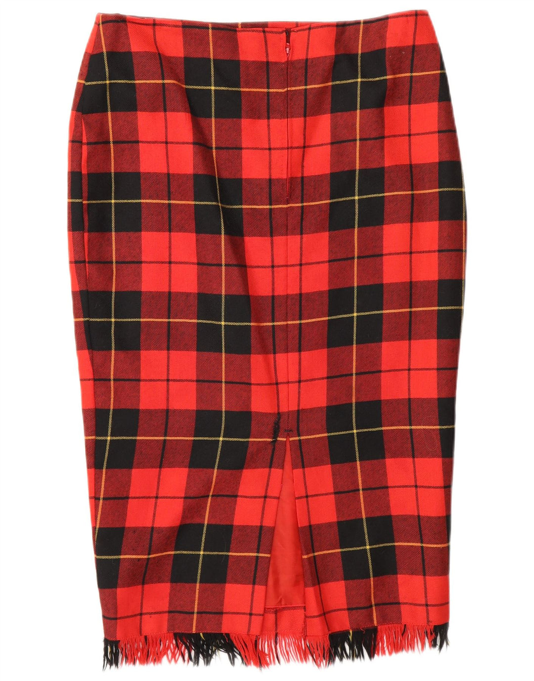 Falda lápiz vintage para mujer W30 cheque rojo medio