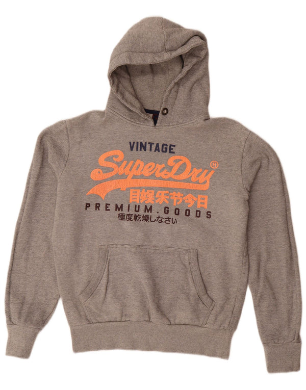 Superdry Mens Graphic Loose Fit Hoodie Jumper Small Grey Pinstripe Cotton