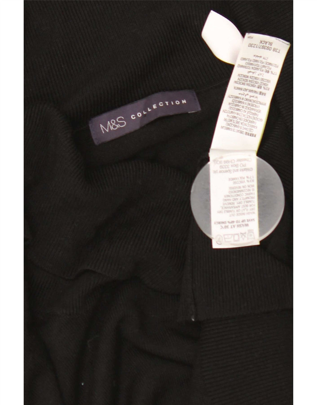 Marks & Spencer Womens Roll Neck Jumper Sweater UK 12 Medium Black Viscose
