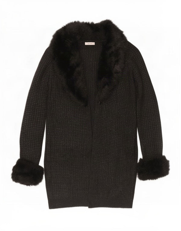 Marks & Spencer Damen Per Una Longline Cardigan Pullover UK 14 Medium Schwarz
