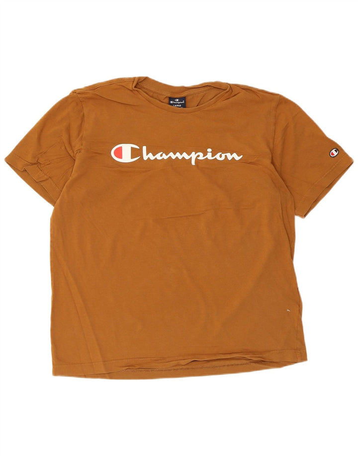 Champion Herre grafisk T-shirt Top Stor brun bomuld