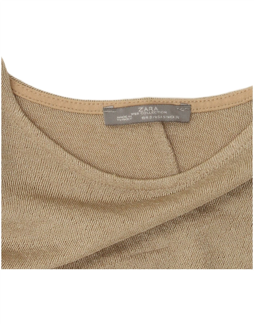 Zara Womens Oversized Top 3/4 Sleeve UK 10 Small Beige Colourblock