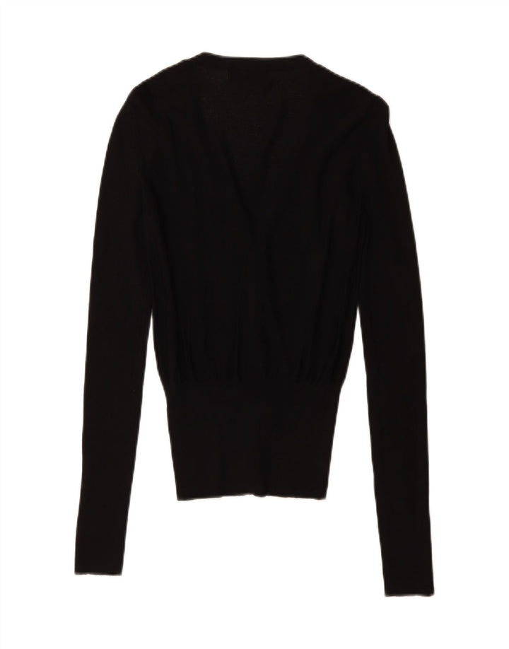 Zara Womens Cardigan Sweater UK 12 Medium Black Viscose