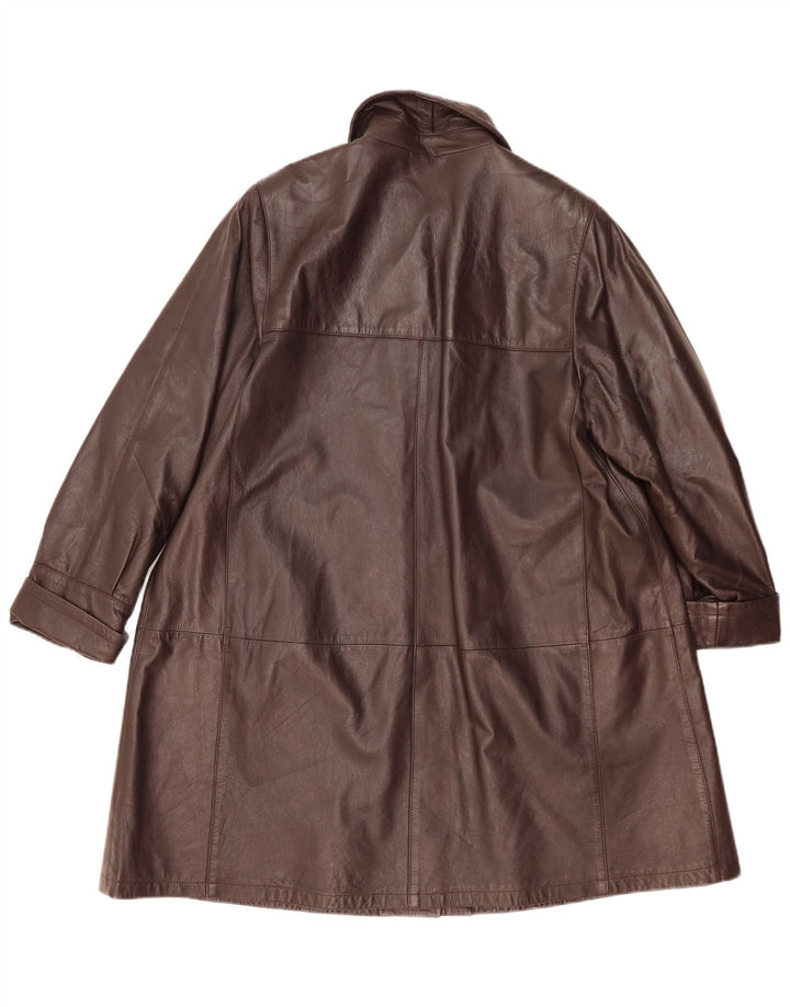 Vintage Womens Leather Coat IT 44 Medium Brown Leather