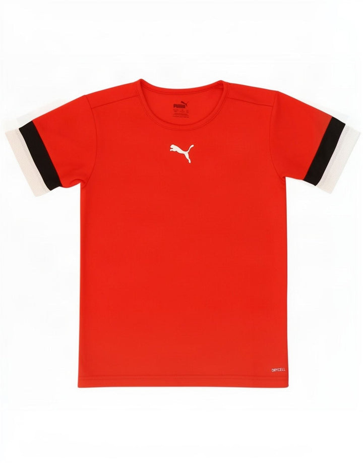 Puma Boys T-Shirt Top 11-12 Years Red Colourblock Polyester