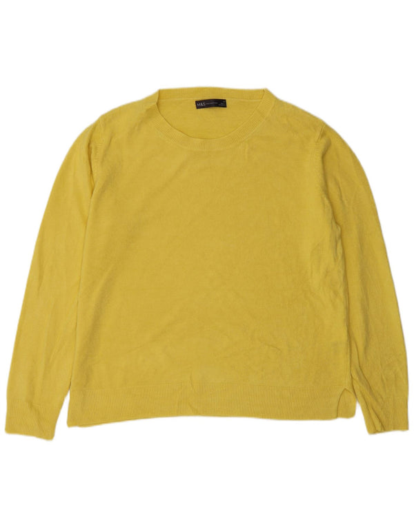 Marks & Spencer Γυναικείο πουλόβερ με λαιμό σκάφος UK 18 XL Κίτρινο Ακρυλικό