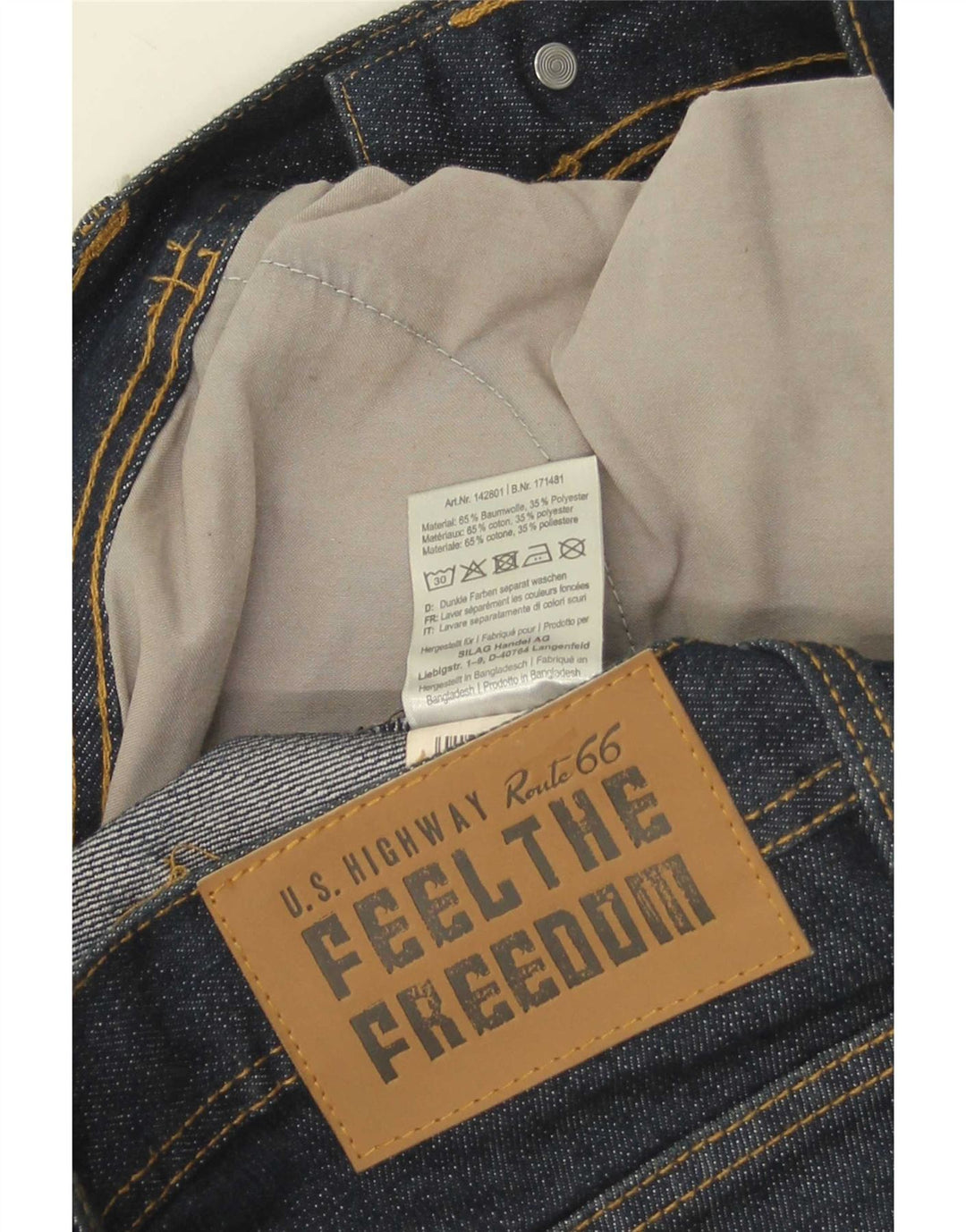 Route 66 Mens Straight Jeans W36 L30 Navy Blue Cotton