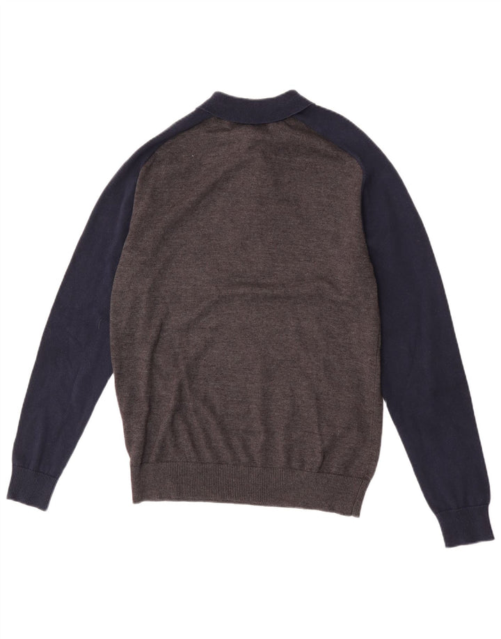 French Connection Herre Polo Neck Jumper Sweater Medium Grey Colourblock