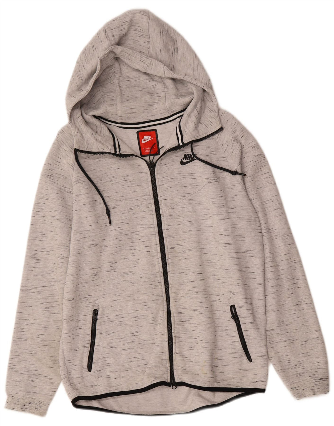 Nike Mens Zip Hoodie Sweater Large Grey Flecked Cotton