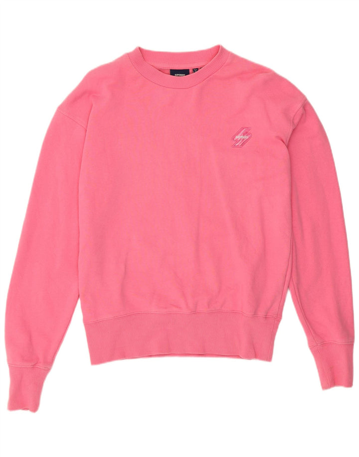 Superdry Womens Oversized Sweatshirt Jumper UK 8 Small Pink Cotton