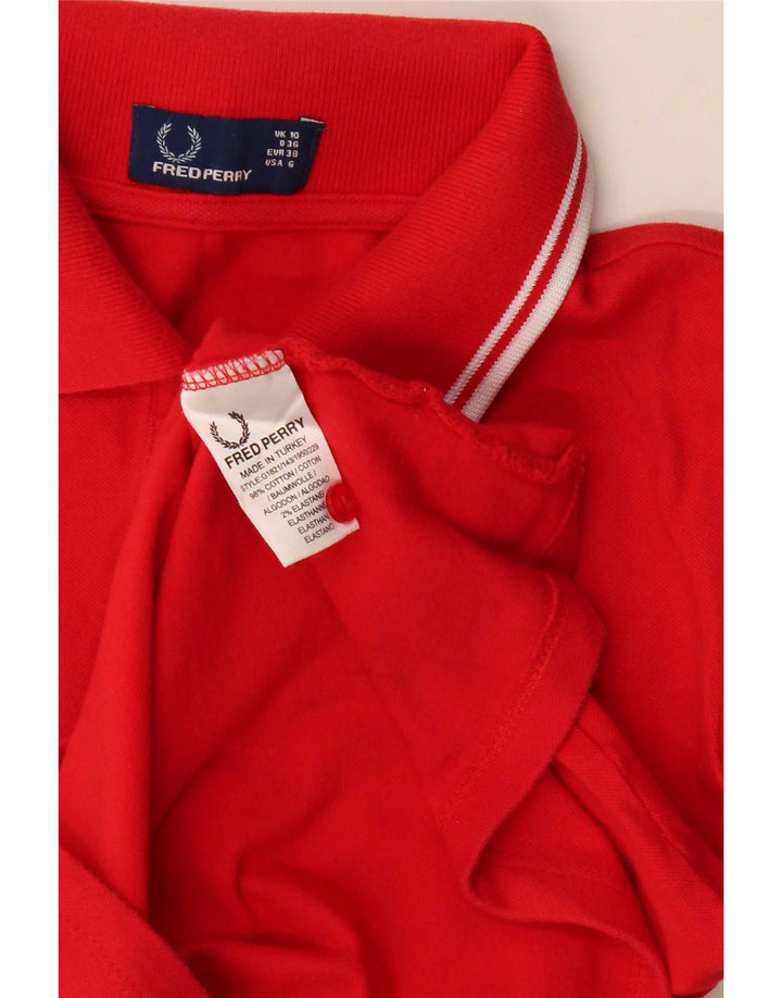 Fred Perry Womens Polo Shirt UK 10 Small Red Cotton