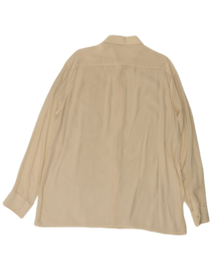 Fabio Inghirami Mens Shirt XL Off White Silk